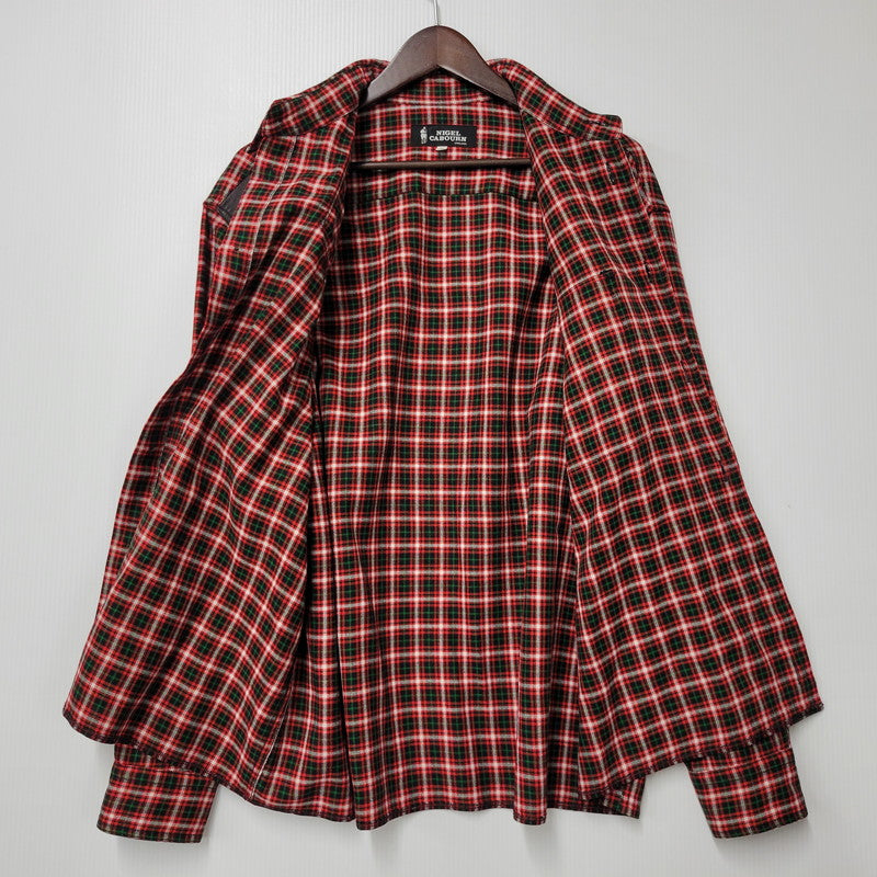 【中古品】【メンズ】 LEATHER PATCH CHECK L/S SHIRT レザー パッチ チェック ロングスリーブ シャツ 長袖 トップス 141-260306-as-33-izu サイズ：2 カラー：レッド系 万代Net店