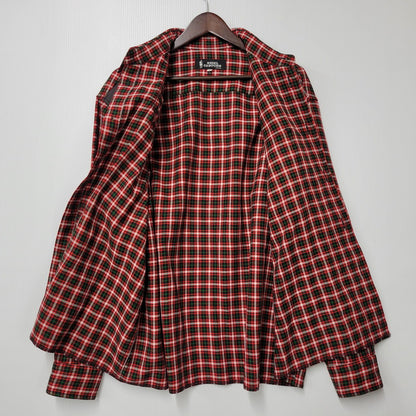 【中古品】【メンズ】 LEATHER PATCH CHECK L/S SHIRT レザー パッチ チェック ロングスリーブ シャツ 長袖 トップス 141-260306-as-33-izu サイズ：2 カラー：レッド系 万代Net店
