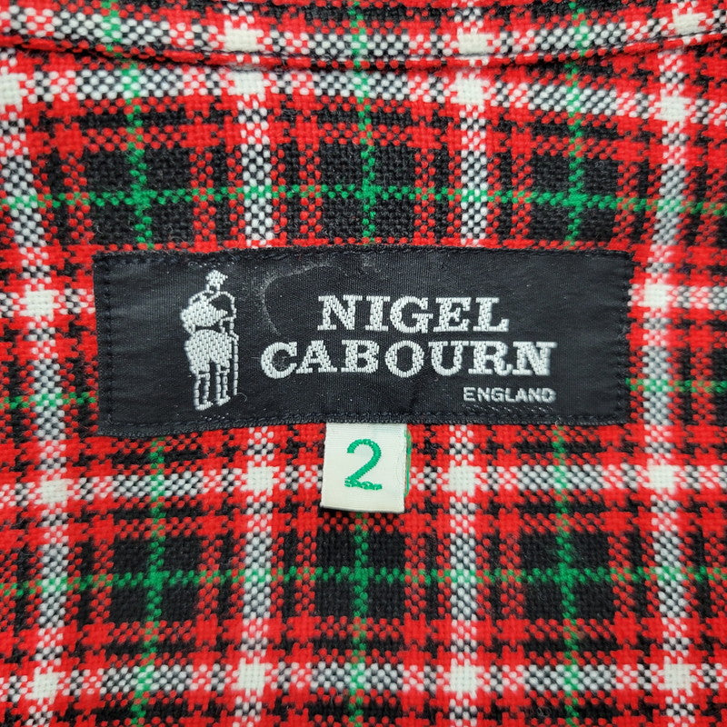 【中古品】【メンズ】 LEATHER PATCH CHECK L/S SHIRT レザー パッチ チェック ロングスリーブ シャツ 長袖 トップス 141-260306-as-33-izu サイズ：2 カラー：レッド系 万代Net店