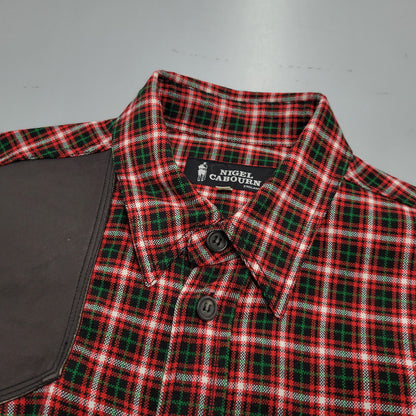 【中古品】【メンズ】 LEATHER PATCH CHECK L/S SHIRT レザー パッチ チェック ロングスリーブ シャツ 長袖 トップス 141-260306-as-33-izu サイズ：2 カラー：レッド系 万代Net店