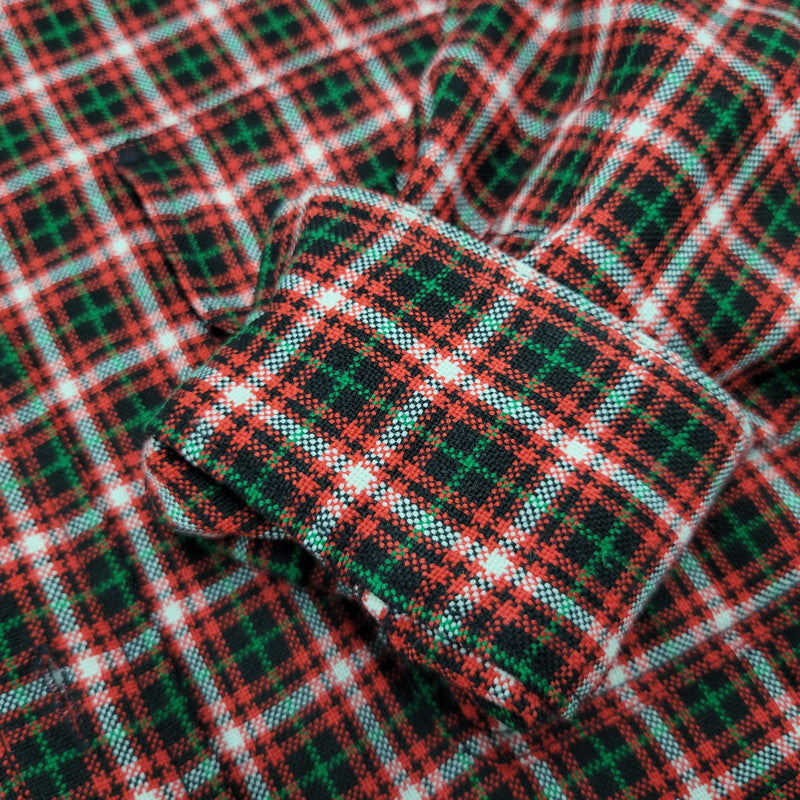 【中古品】【メンズ】 LEATHER PATCH CHECK L/S SHIRT レザー パッチ チェック ロングスリーブ シャツ 長袖 トップス 141-260306-as-33-izu サイズ：2 カラー：レッド系 万代Net店