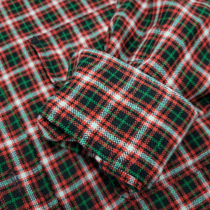 【中古品】【メンズ】 LEATHER PATCH CHECK L/S SHIRT レザー パッチ チェック ロングスリーブ シャツ 長袖 トップス 141-260306-as-33-izu サイズ：2 カラー：レッド系 万代Net店
