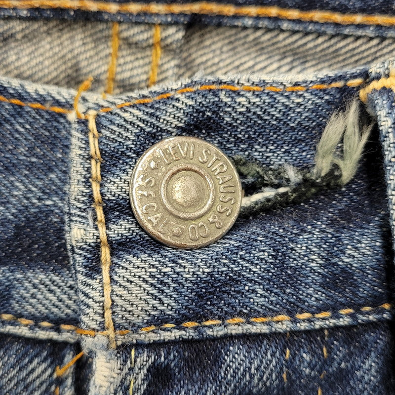 【現状渡し品】【メンズ】 刻印8 赤耳 不均等V 足長R 並行ステッチ ポケット裏シングル 裾チェーン BIG-E 前期 501 DENIM PANTS ビッグE デニム パンツ ボトムス 157-260308-kh-06-izu カラー：インディゴ 万代Net店