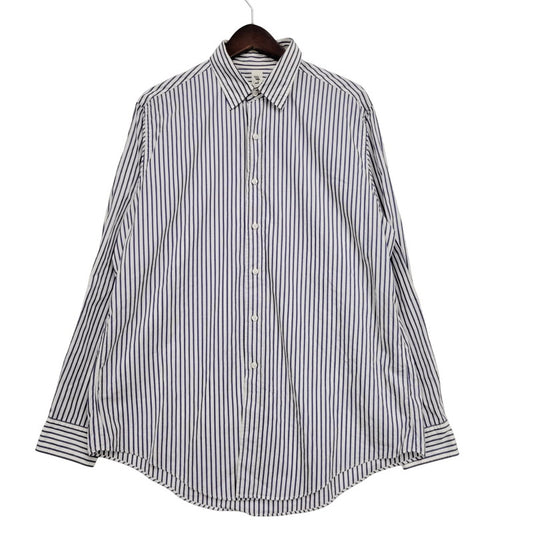 【中古品】【メンズ】 L'ECHOPPE レショップ 20-050-053-0032 STRIPE WIDE REGULAR SHIRTS ストライプ ワイド レギュラー シャツ トップス 長袖 140-260311-kh-13-izu サイズ：2 カラー：ネイビー×ホワイト 万代Net店