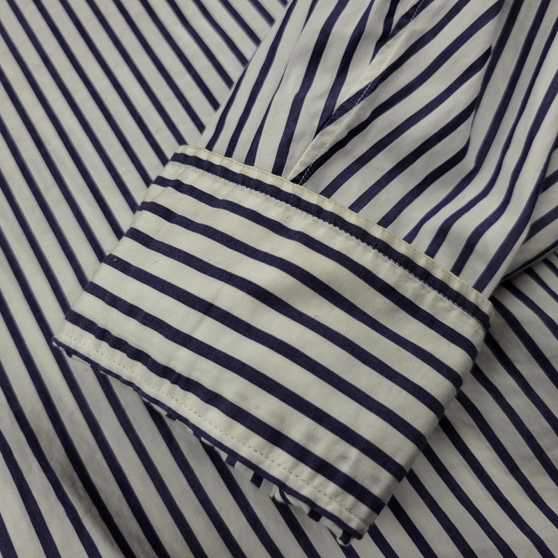 【中古品】【メンズ】 L'ECHOPPE レショップ 20-050-053-0032 STRIPE WIDE REGULAR SHIRTS ストライプ ワイド レギュラー シャツ トップス 長袖 140-260311-kh-13-izu サイズ：2 カラー：ネイビー×ホワイト 万代Net店