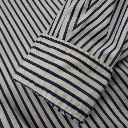 【中古品】【メンズ】 L'ECHOPPE レショップ 20-050-053-0032 STRIPE WIDE REGULAR SHIRTS ストライプ ワイド レギュラー シャツ トップス 長袖 140-260311-kh-13-izu サイズ：2 カラー：ネイビー×ホワイト 万代Net店