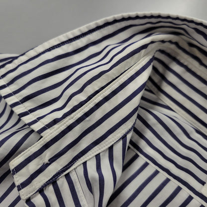 【中古品】【メンズ】 L'ECHOPPE レショップ 20-050-053-0032 STRIPE WIDE REGULAR SHIRTS ストライプ ワイド レギュラー シャツ トップス 長袖 140-260311-kh-13-izu サイズ：2 カラー：ネイビー×ホワイト 万代Net店