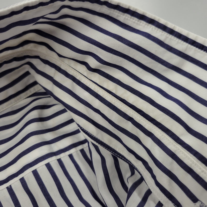 【中古品】【メンズ】 L'ECHOPPE レショップ 20-050-053-0032 STRIPE WIDE REGULAR SHIRTS ストライプ ワイド レギュラー シャツ トップス 長袖 140-260311-kh-13-izu サイズ：2 カラー：ネイビー×ホワイト 万代Net店