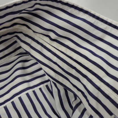 【中古品】【メンズ】 L'ECHOPPE レショップ 20-050-053-0032 STRIPE WIDE REGULAR SHIRTS ストライプ ワイド レギュラー シャツ トップス 長袖 140-260311-kh-13-izu サイズ：2 カラー：ネイビー×ホワイト 万代Net店