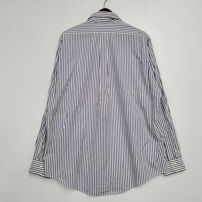 【中古品】【メンズ】 L'ECHOPPE レショップ 20-050-053-0032 STRIPE WIDE REGULAR SHIRTS ストライプ ワイド レギュラー シャツ トップス 長袖 140-260311-kh-13-izu サイズ：2 カラー：ネイビー×ホワイト 万代Net店