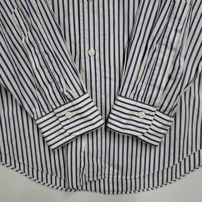 【中古品】【メンズ】 L'ECHOPPE レショップ 20-050-053-0032 STRIPE WIDE REGULAR SHIRTS ストライプ ワイド レギュラー シャツ トップス 長袖 140-260311-kh-13-izu サイズ：2 カラー：ネイビー×ホワイト 万代Net店