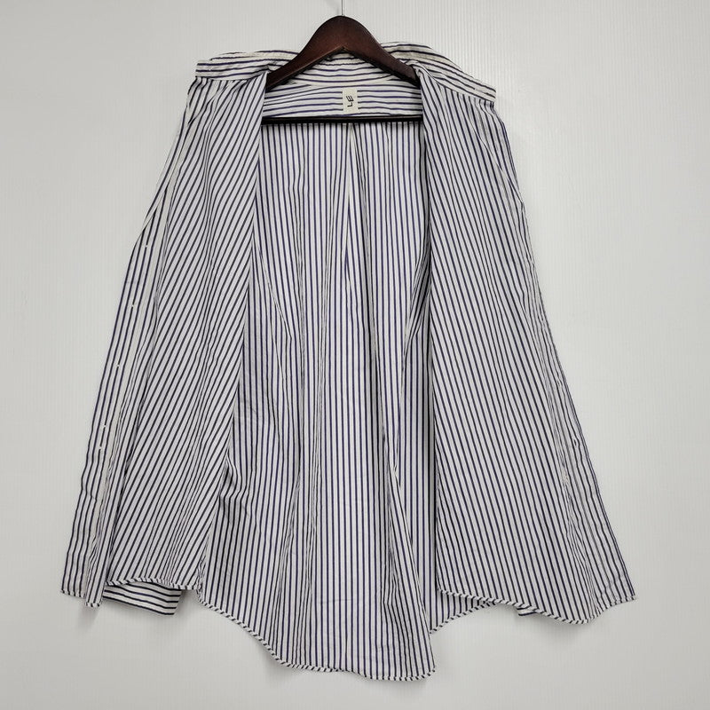 【中古品】【メンズ】 L'ECHOPPE レショップ 20-050-053-0032 STRIPE WIDE REGULAR SHIRTS ストライプ ワイド レギュラー シャツ トップス 長袖 140-260311-kh-13-izu サイズ：2 カラー：ネイビー×ホワイト 万代Net店