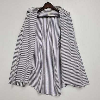 【中古品】【メンズ】 L'ECHOPPE レショップ 20-050-053-0032 STRIPE WIDE REGULAR SHIRTS ストライプ ワイド レギュラー シャツ トップス 長袖 140-260311-kh-13-izu サイズ：2 カラー：ネイビー×ホワイト 万代Net店