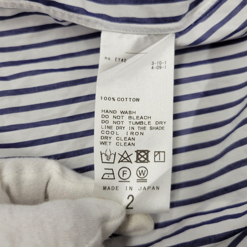 【中古品】【メンズ】 L'ECHOPPE レショップ 20-050-053-0032 STRIPE WIDE REGULAR SHIRTS ストライプ ワイド レギュラー シャツ トップス 長袖 140-260311-kh-13-izu サイズ：2 カラー：ネイビー×ホワイト 万代Net店