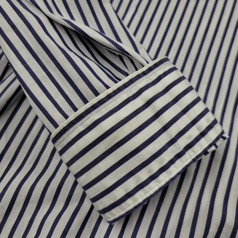 【中古品】【メンズ】 L'ECHOPPE レショップ 20-050-053-0032 STRIPE WIDE REGULAR SHIRTS ストライプ ワイド レギュラー シャツ トップス 長袖 140-260311-kh-13-izu サイズ：2 カラー：ネイビー×ホワイト 万代Net店