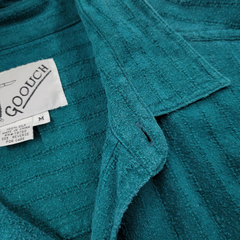 【中古品】【メンズ】 GOOUCH グーチ SILK STRIPE SHIRT シルク ストライプ シャツ トップス 長袖 146-260311-kh-10-izu サイズ：M カラー：グリーン 万代Net店