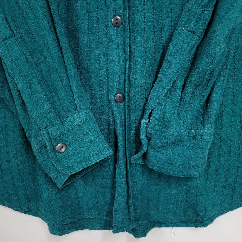 【中古品】【メンズ】 GOOUCH グーチ SILK STRIPE SHIRT シルク ストライプ シャツ トップス 長袖 146-260311-kh-10-izu サイズ：M カラー：グリーン 万代Net店