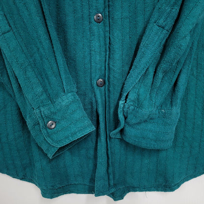 【中古品】【メンズ】 GOOUCH グーチ SILK STRIPE SHIRT シルク ストライプ シャツ トップス 長袖 146-260311-kh-10-izu サイズ：M カラー：グリーン 万代Net店