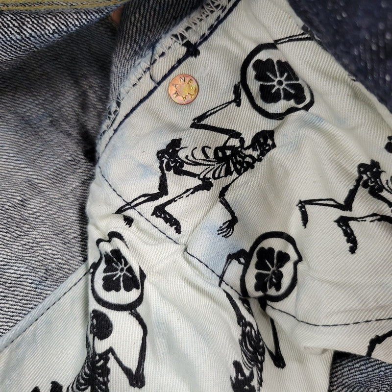 【中古品】【メンズ】 YAMANE ヤマネ PRINT DENIM PANTS LOT1947 プリント デニムパンツ シンチバック 山 ジーンズ ボトムス 156-260306-as-25-izu サイズ：34×34 カラー：インディゴ 万代Net店