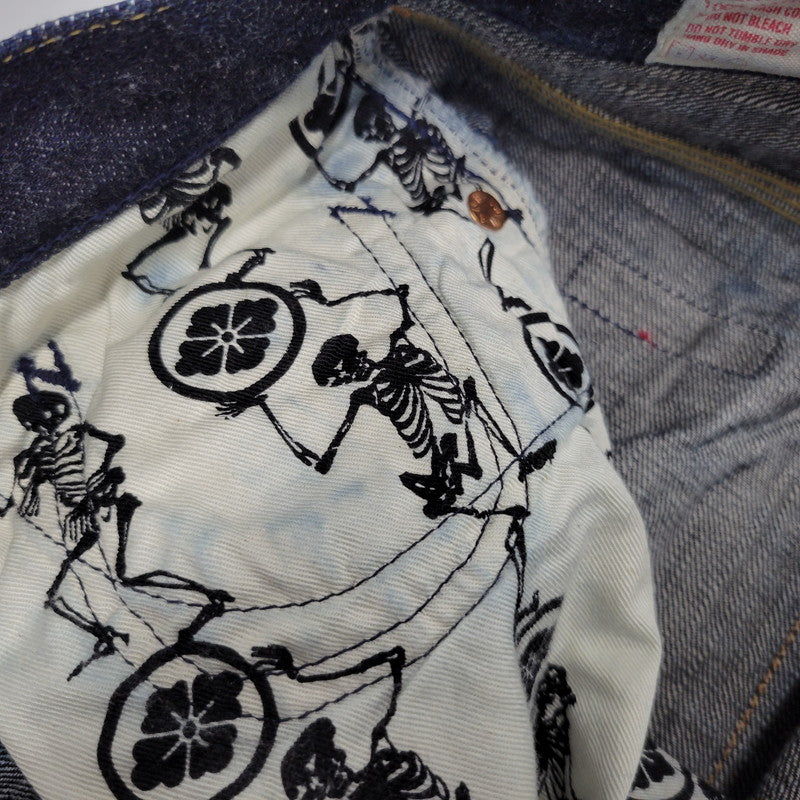 【中古品】【メンズ】 YAMANE ヤマネ PRINT DENIM PANTS LOT1947 プリント デニムパンツ シンチバック 山 ジーンズ ボトムス 156-260306-as-25-izu サイズ：34×34 カラー：インディゴ 万代Net店