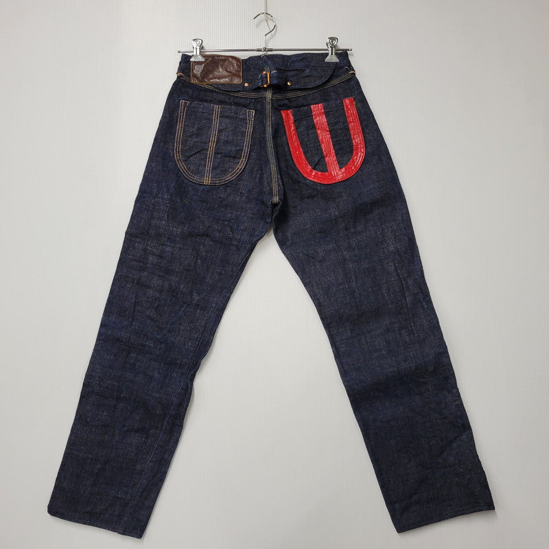 【中古品】【メンズ】 YAMANE ヤマネ PRINT DENIM PANTS LOT1947 プリント デニムパンツ シンチバック 山 ジーンズ ボトムス 156-260306-as-25-izu サイズ：34×34 カラー：インディゴ 万代Net店