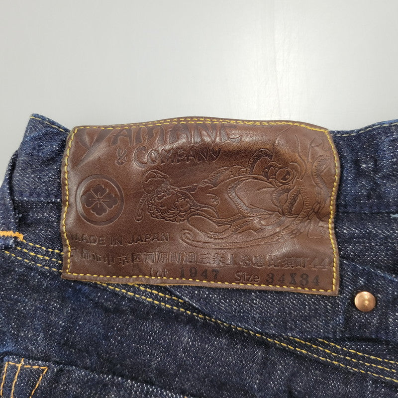 【中古品】【メンズ】 YAMANE ヤマネ PRINT DENIM PANTS LOT1947 プリント デニムパンツ シンチバック 山 ジーンズ ボトムス 156-260306-as-25-izu サイズ：34×34 カラー：インディゴ 万代Net店