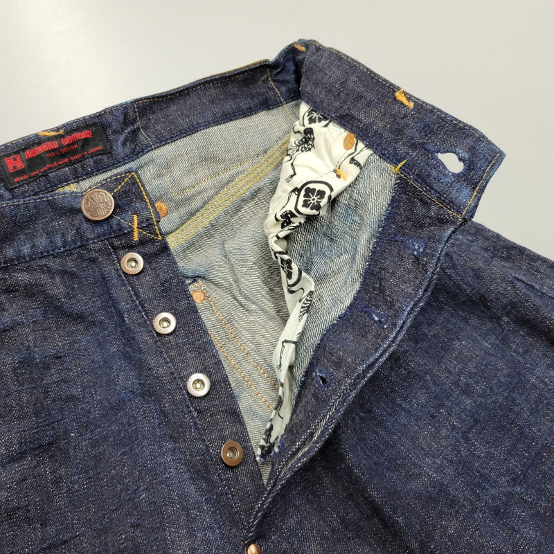 【中古品】【メンズ】 YAMANE ヤマネ PRINT DENIM PANTS LOT1947 プリント デニムパンツ シンチバック 山 ジーンズ ボトムス 156-260306-as-25-izu サイズ：34×34 カラー：インディゴ 万代Net店