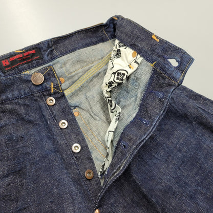 【中古品】【メンズ】 YAMANE ヤマネ PRINT DENIM PANTS LOT1947 プリント デニムパンツ シンチバック 山 ジーンズ ボトムス 156-260306-as-25-izu サイズ：34×34 カラー：インディゴ 万代Net店