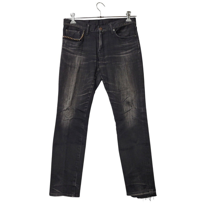 【現状渡し品】【メンズ】 HYSTERIC GLAMOUR ヒステリックグラマー STUDS SKINNY DENIM PANTS スタッズ スキニー デニムパンツ ジーンズ ボトムス 151-260306-as-24-izu サイズ：31 カラー：ブラック 万代Net店
