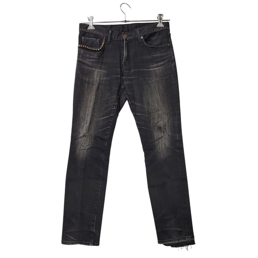 【現状渡し品】【メンズ】 HYSTERIC GLAMOUR ヒステリックグラマー STUDS SKINNY DENIM PANTS スタッズ スキニー デニムパンツ ジーンズ ボトムス 151-260306-as-24-izu サイズ：31 カラー：ブラック 万代Net店