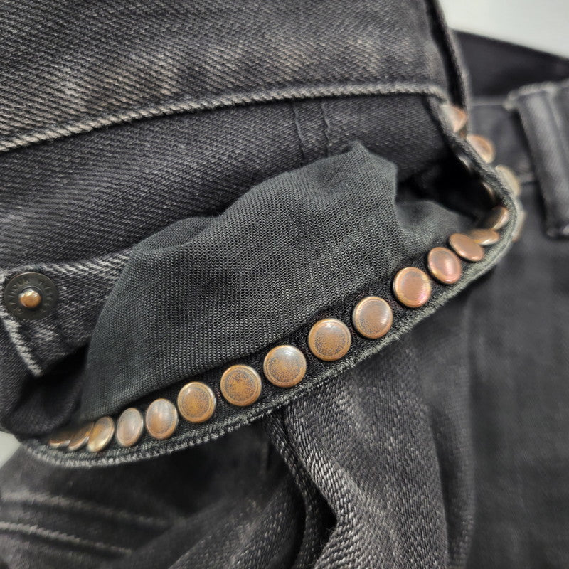 【現状渡し品】【メンズ】 HYSTERIC GLAMOUR ヒステリックグラマー STUDS SKINNY DENIM PANTS スタッズ スキニー デニムパンツ ジーンズ ボトムス 151-260306-as-24-izu サイズ：31 カラー：ブラック 万代Net店