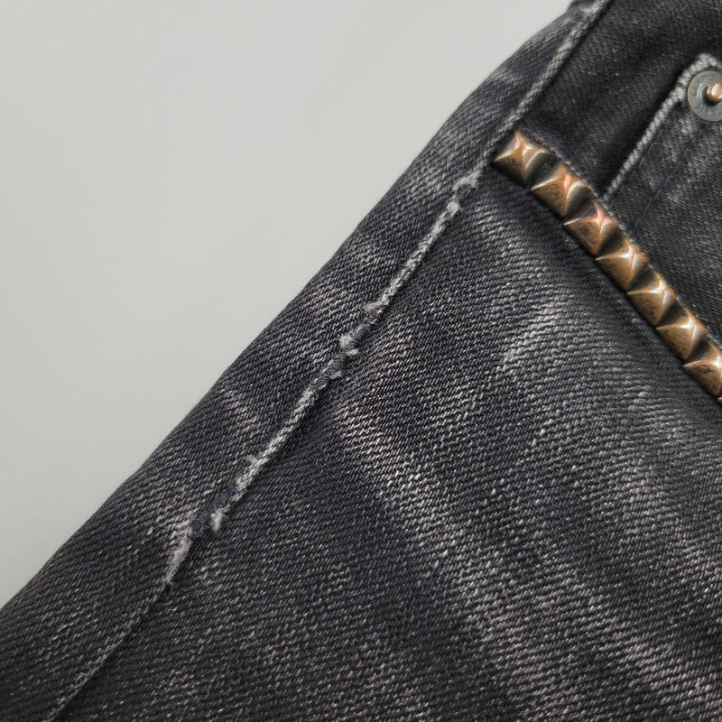 【現状渡し品】【メンズ】 HYSTERIC GLAMOUR ヒステリックグラマー STUDS SKINNY DENIM PANTS スタッズ スキニー デニムパンツ ジーンズ ボトムス 151-260306-as-24-izu サイズ：31 カラー：ブラック 万代Net店
