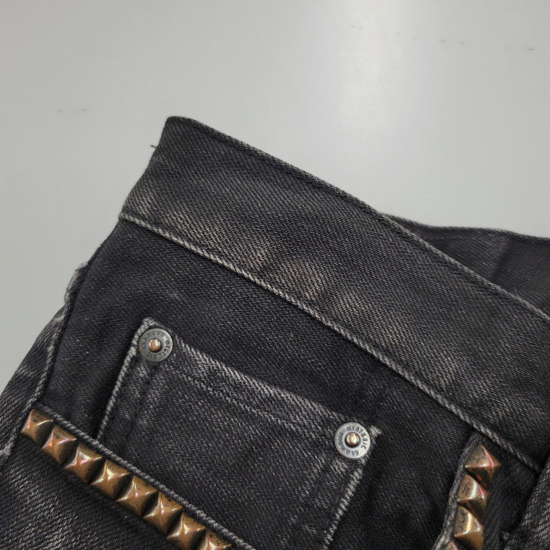 【現状渡し品】【メンズ】 HYSTERIC GLAMOUR ヒステリックグラマー STUDS SKINNY DENIM PANTS スタッズ スキニー デニムパンツ ジーンズ ボトムス 151-260306-as-24-izu サイズ：31 カラー：ブラック 万代Net店