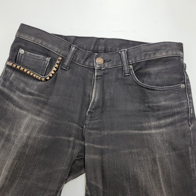 【現状渡し品】【メンズ】 HYSTERIC GLAMOUR ヒステリックグラマー STUDS SKINNY DENIM PANTS スタッズ スキニー デニムパンツ ジーンズ ボトムス 151-260306-as-24-izu サイズ：31 カラー：ブラック 万代Net店