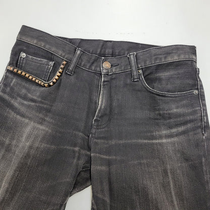 【現状渡し品】【メンズ】 HYSTERIC GLAMOUR ヒステリックグラマー STUDS SKINNY DENIM PANTS スタッズ スキニー デニムパンツ ジーンズ ボトムス 151-260306-as-24-izu サイズ：31 カラー：ブラック 万代Net店