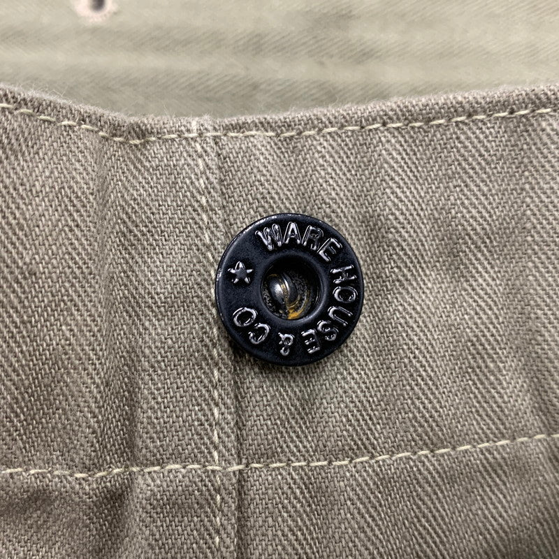 【中古品】【メンズ】 WAREHOUSE ウエアハウス USMC HERRINGBONE MONKEY PANTS ヘリンボーン モンキー パンツ ボトムス 156-260307-kh-11-izu サイズ：33 カラー：カーキ 万代Net店