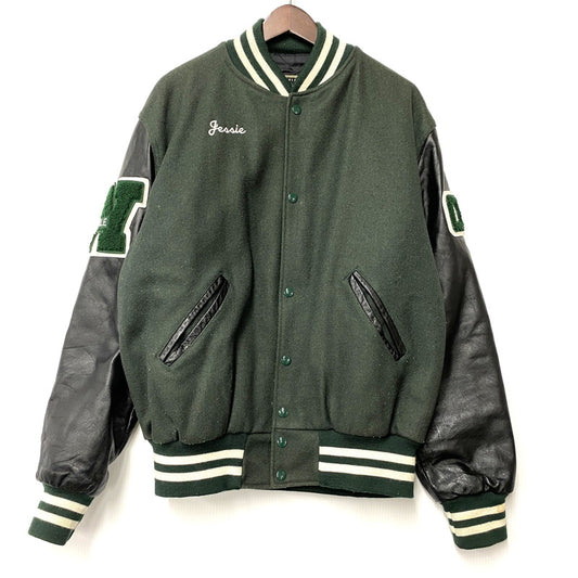 【中古品】【メンズ】 HOLLOWAY ホロウェイ WOOL×LEATHER STADIUM JACKET ウール レザー スタジアム ジャケット アウター 146-260314-kh-11-izu サイズ：M カラー：グリーン×ブラック 万代Net店