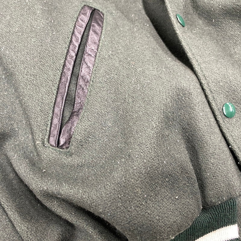 【中古品】【メンズ】 HOLLOWAY ホロウェイ WOOL×LEATHER STADIUM JACKET ウール レザー スタジアム ジャケット アウター 146-260314-kh-11-izu サイズ：M カラー：グリーン×ブラック 万代Net店