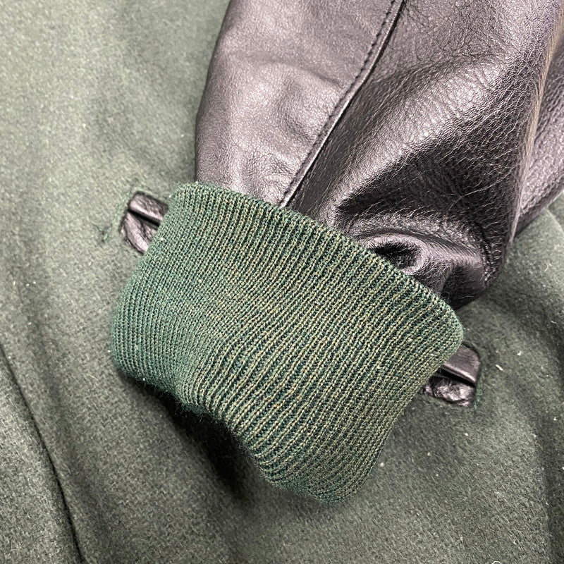 【中古品】【メンズ】 HOLLOWAY ホロウェイ WOOL×LEATHER STADIUM JACKET ウール レザー スタジアム ジャケット アウター 146-260314-kh-11-izu サイズ：M カラー：グリーン×ブラック 万代Net店