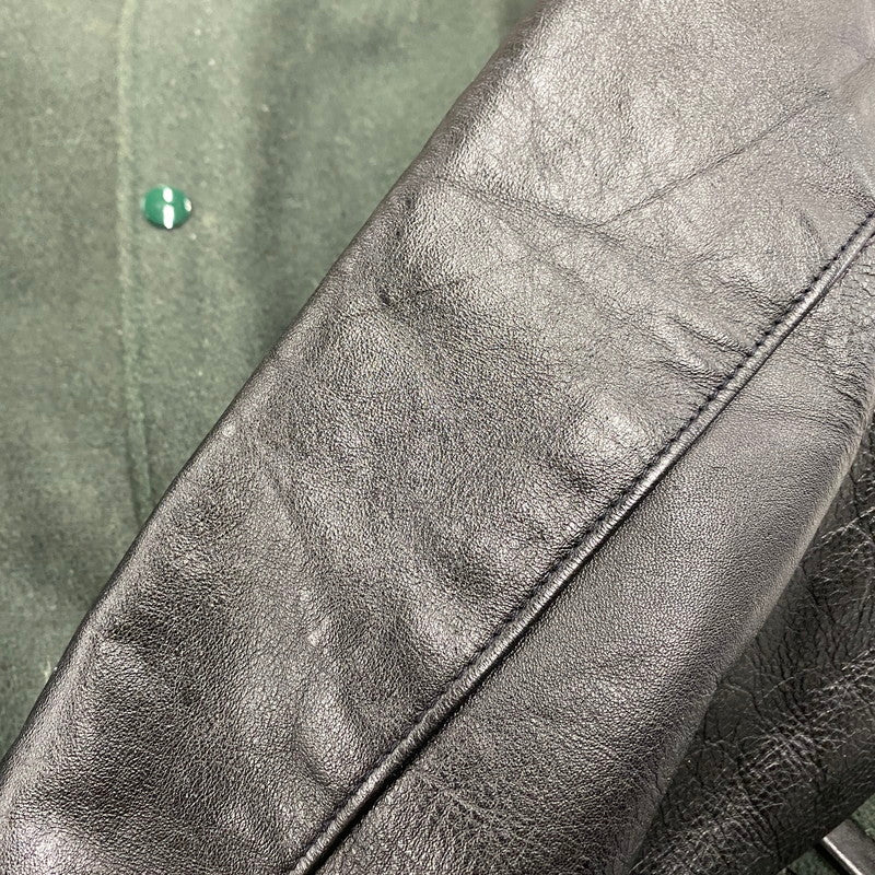 【中古品】【メンズ】 HOLLOWAY ホロウェイ WOOL×LEATHER STADIUM JACKET ウール レザー スタジアム ジャケット アウター 146-260314-kh-11-izu サイズ：M カラー：グリーン×ブラック 万代Net店