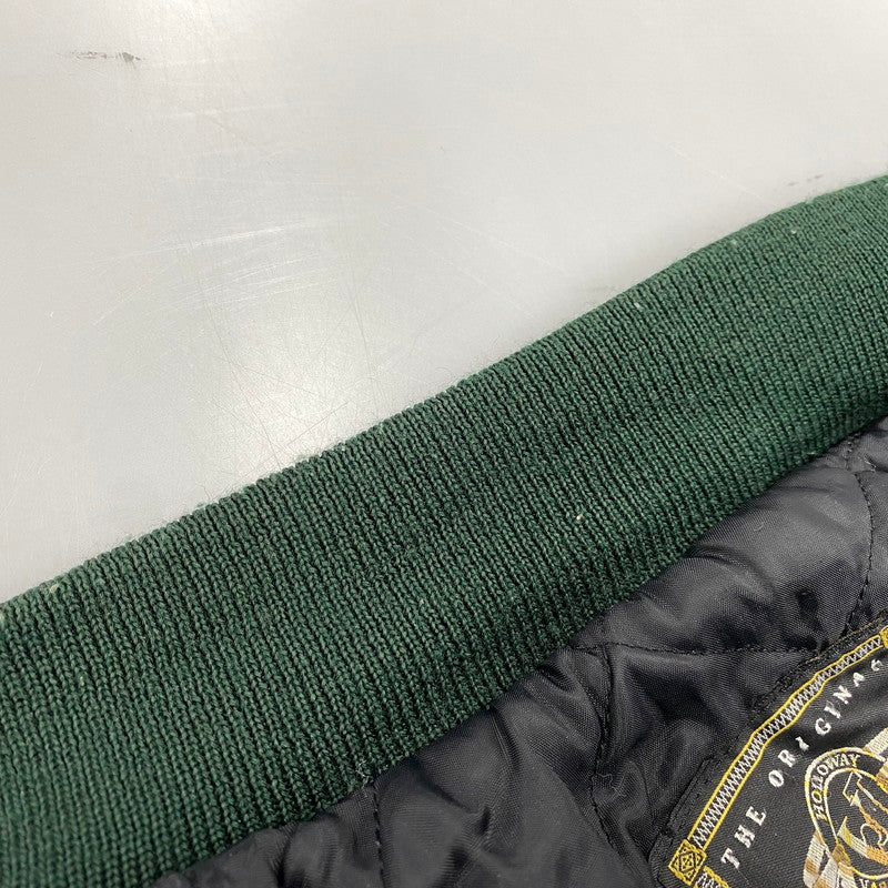 【中古品】【メンズ】 HOLLOWAY ホロウェイ WOOL×LEATHER STADIUM JACKET ウール レザー スタジアム ジャケット アウター 146-260314-kh-11-izu サイズ：M カラー：グリーン×ブラック 万代Net店
