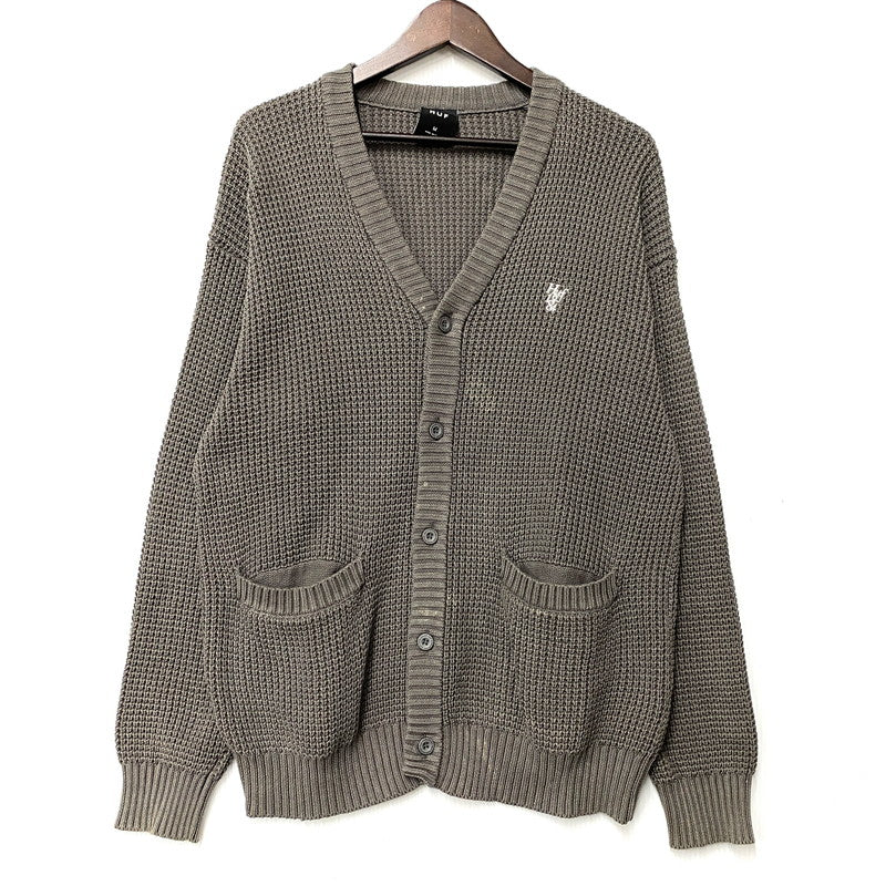 【中古品】【メンズ】 HUF ハフ KN00473 COOLIDGE WAFFLE CARDIGAN ワッフル カーディガン トップス 142-260314-kh-12-izu サイズ：M カラー：グレー 万代Net店