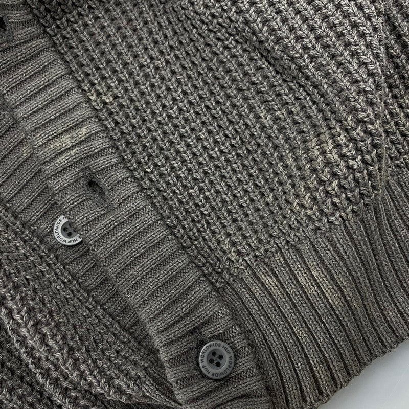 【中古品】【メンズ】 HUF ハフ KN00473 COOLIDGE WAFFLE CARDIGAN ワッフル カーディガン トップス 142-260314-kh-12-izu サイズ：M カラー：グレー 万代Net店