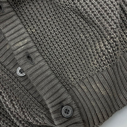 【中古品】【メンズ】 HUF ハフ KN00473 COOLIDGE WAFFLE CARDIGAN ワッフル カーディガン トップス 142-260314-kh-12-izu サイズ：M カラー：グレー 万代Net店