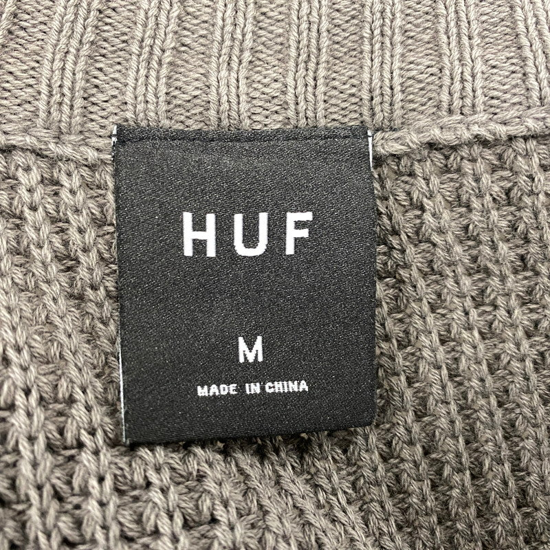 【中古品】【メンズ】 HUF ハフ KN00473 COOLIDGE WAFFLE CARDIGAN ワッフル カーディガン トップス 142-260314-kh-12-izu サイズ：M カラー：グレー 万代Net店