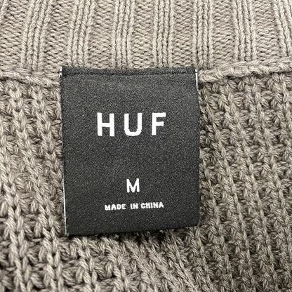 【中古品】【メンズ】 HUF ハフ KN00473 COOLIDGE WAFFLE CARDIGAN ワッフル カーディガン トップス 142-260314-kh-12-izu サイズ：M カラー：グレー 万代Net店