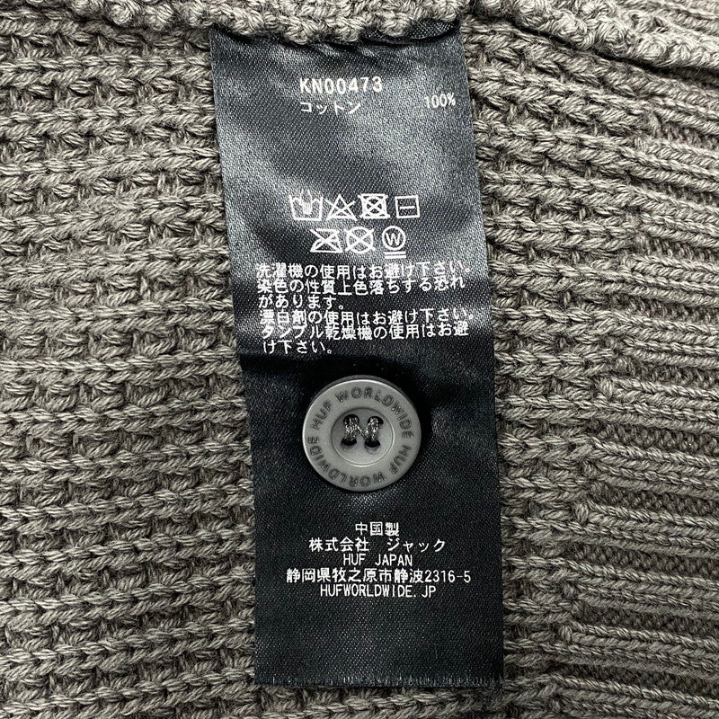 【中古品】【メンズ】 HUF ハフ KN00473 COOLIDGE WAFFLE CARDIGAN ワッフル カーディガン トップス 142-260314-kh-12-izu サイズ：M カラー：グレー 万代Net店