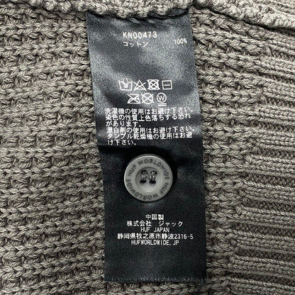 【中古品】【メンズ】 HUF ハフ KN00473 COOLIDGE WAFFLE CARDIGAN ワッフル カーディガン トップス 142-260314-kh-12-izu サイズ：M カラー：グレー 万代Net店