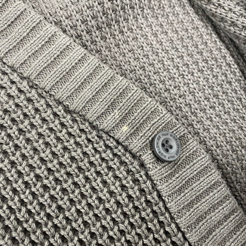 【中古品】【メンズ】 HUF ハフ KN00473 COOLIDGE WAFFLE CARDIGAN ワッフル カーディガン トップス 142-260314-kh-12-izu サイズ：M カラー：グレー 万代Net店