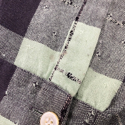 【中古品】【メンズ】 VINTAGE OPEN COLLAR CHECK LS SHIRT オープン カラー チェック ロングスリーブ シャツ トップス 長袖 146-260309-kh-08-izu カラー：ライトグリーン×ブラック 万代Net店